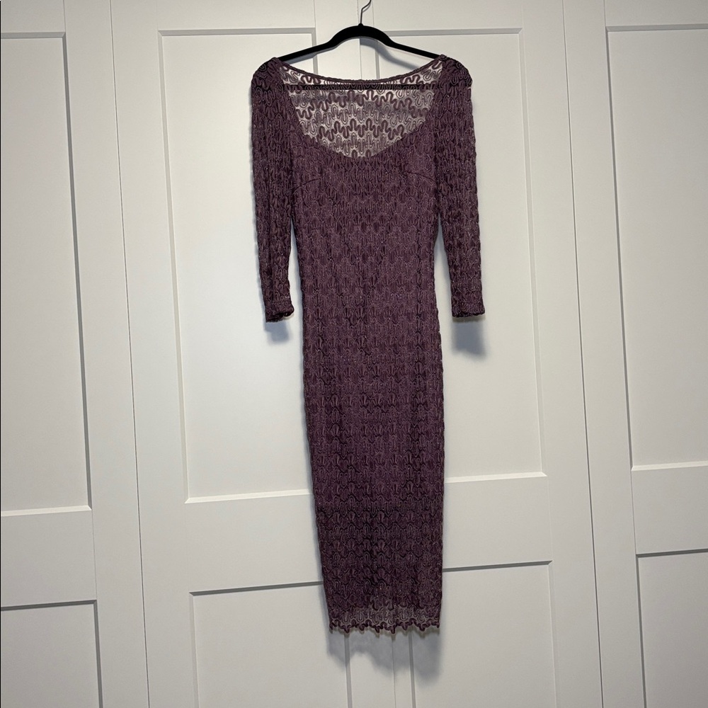 Le Chateau Long Sleeve Lace Dress in Purple